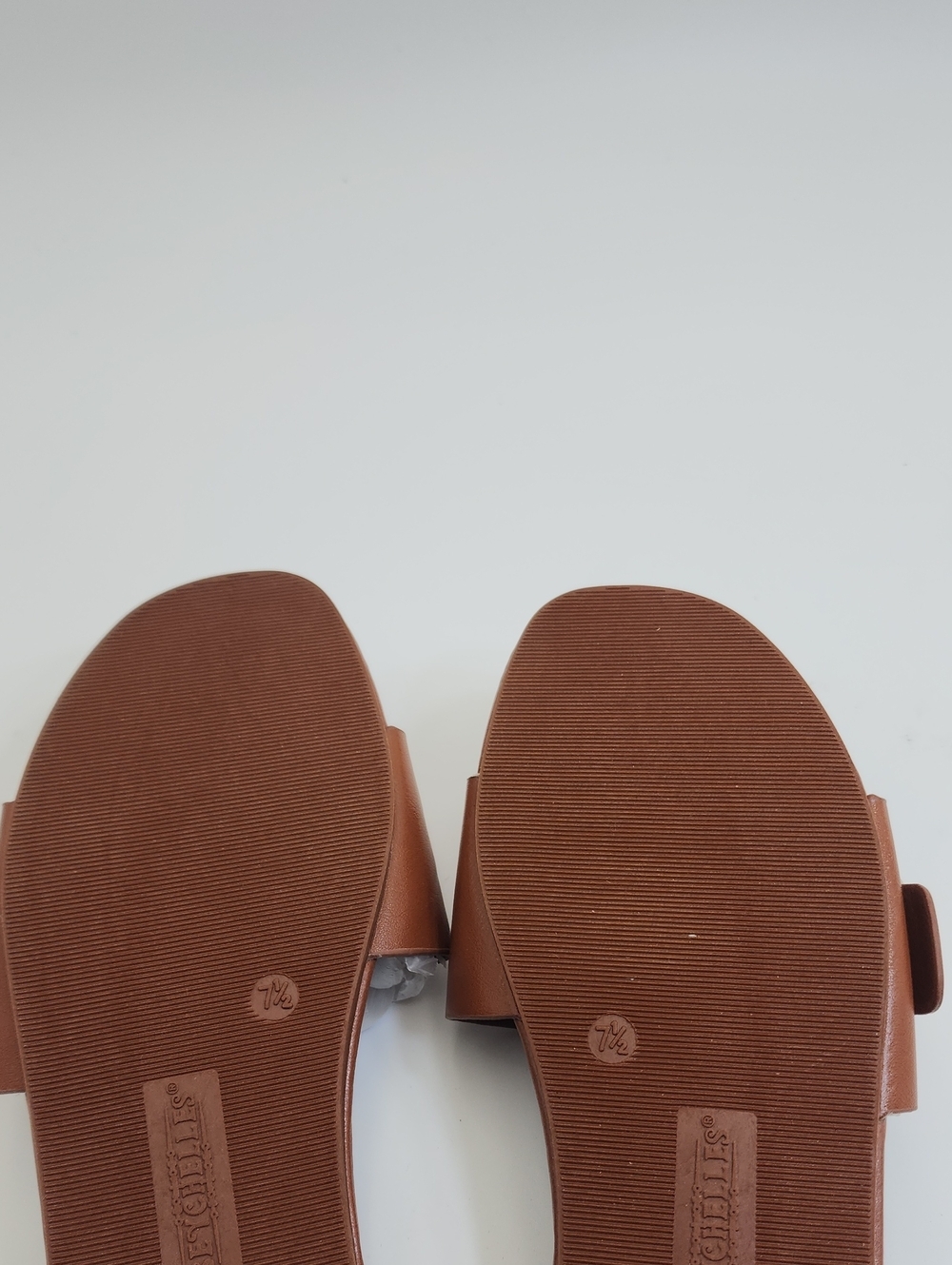 Seychelles Cognac Brown Leather Slide Sandals with Hammered Gold Buckle Sz 7.5 - Picture 10 of 11